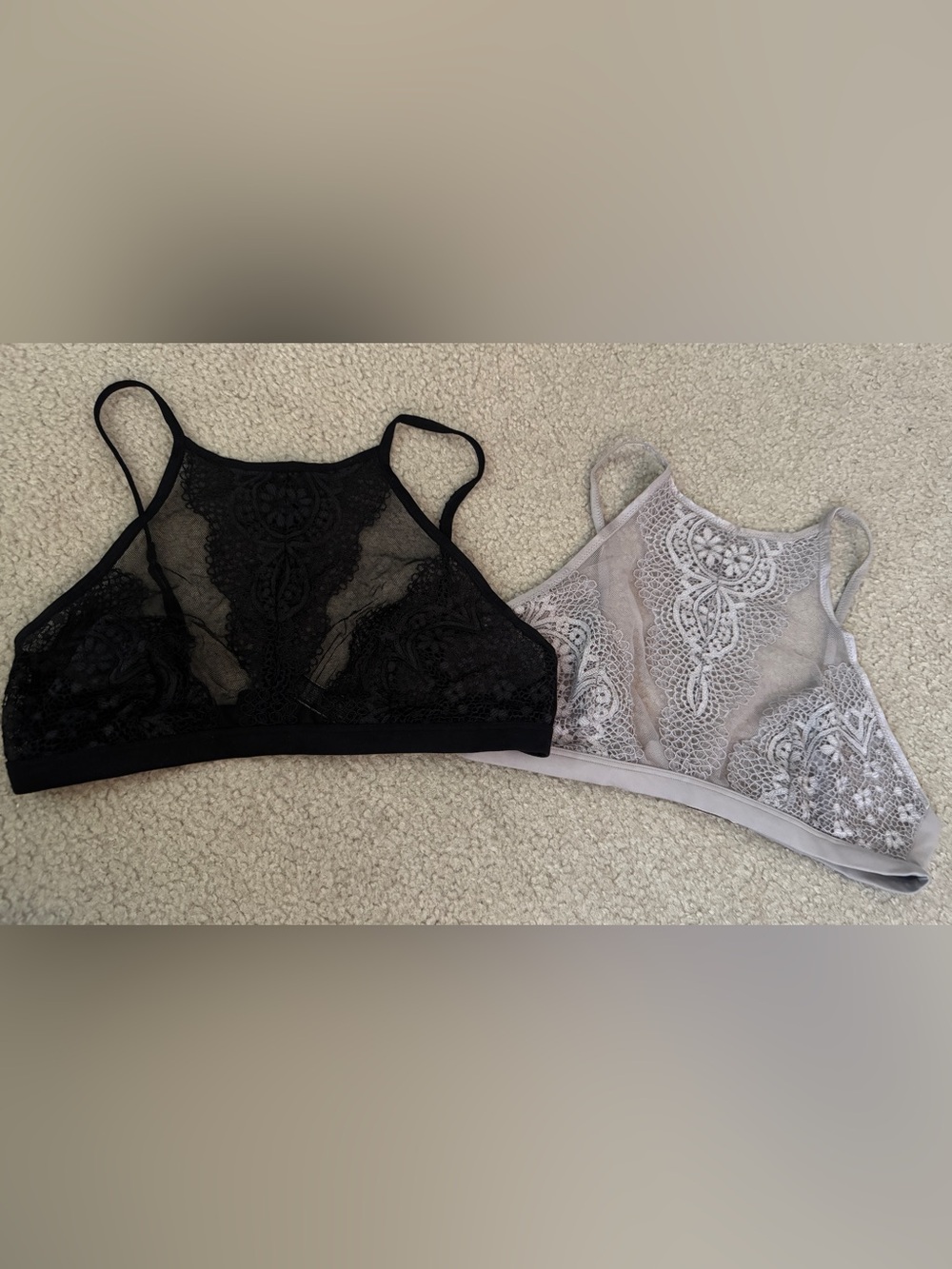 Victoria's Secret Lace Bralette Duo - Black & Light Purple | M
